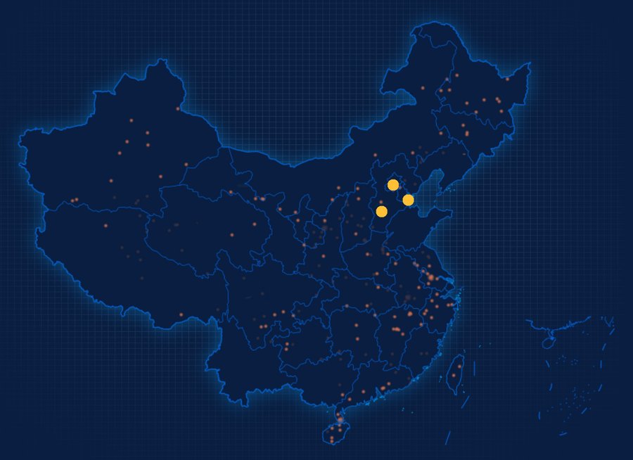 引潮网络交付案例：资产管理云地图信息平台运行大屏